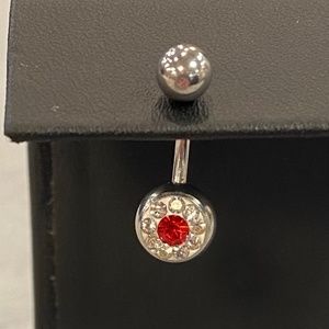 Red Jeweled Belly Button Ring